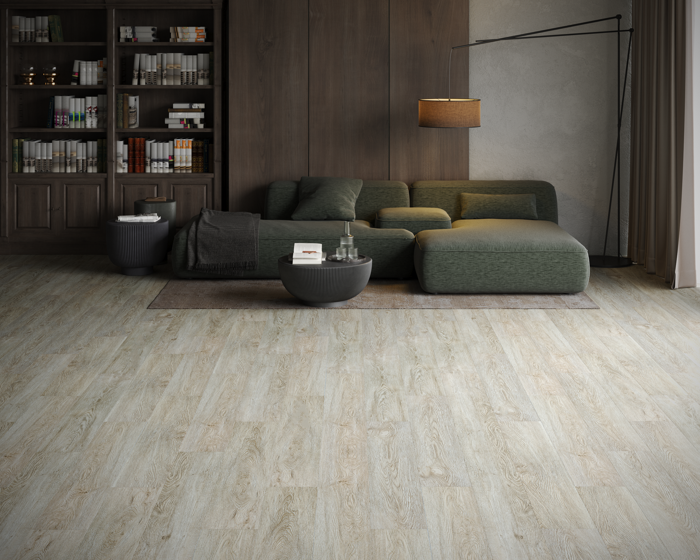 Кварцвиниловый SPC ламинат Art East Art Stone Optima Дуб Венето APT 35-13 900×150×3,5 фото в интерьере